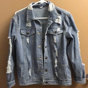 Destructed oversized denim jacket